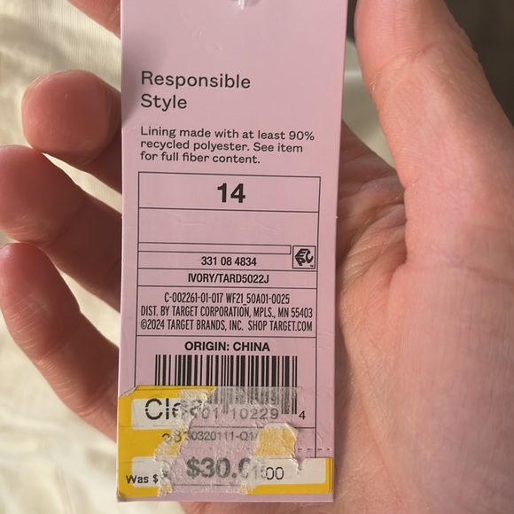 NWT Women's Linen Lace Back Midi Dress - Wild Fable Size 14, color Ivory - Picture 5 of 9